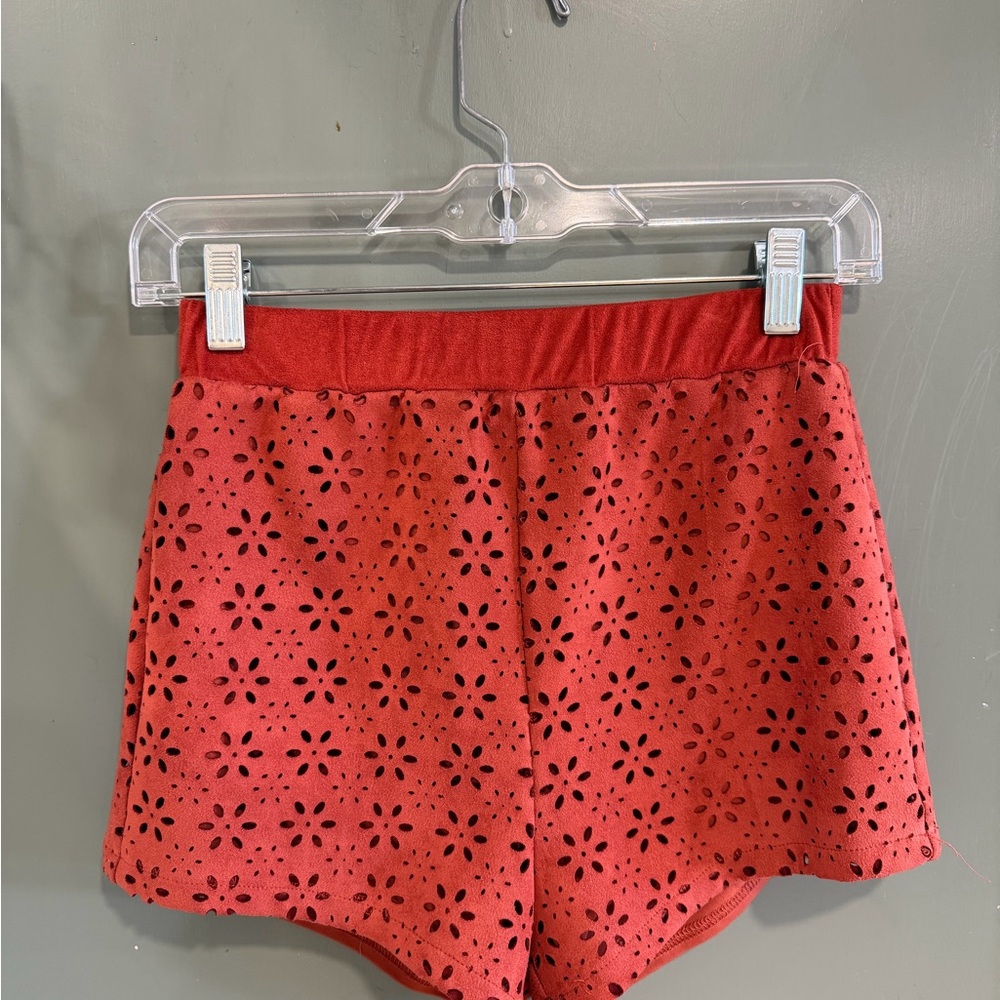 Forever 21 Red Eyelet High-Waist Shorts